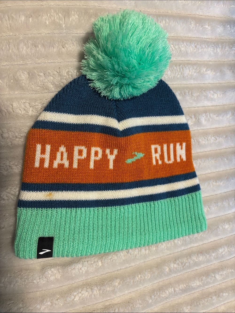 Brooks Running Run Happy Heritage Pom Beanie Unisex with